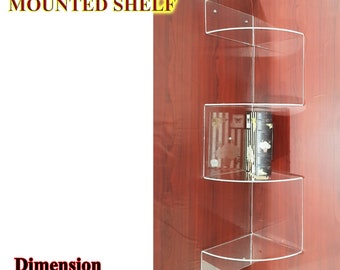 4 Tier Clear Transparant Corner Wall Shelf Display shelves DVD CD Storage Rack