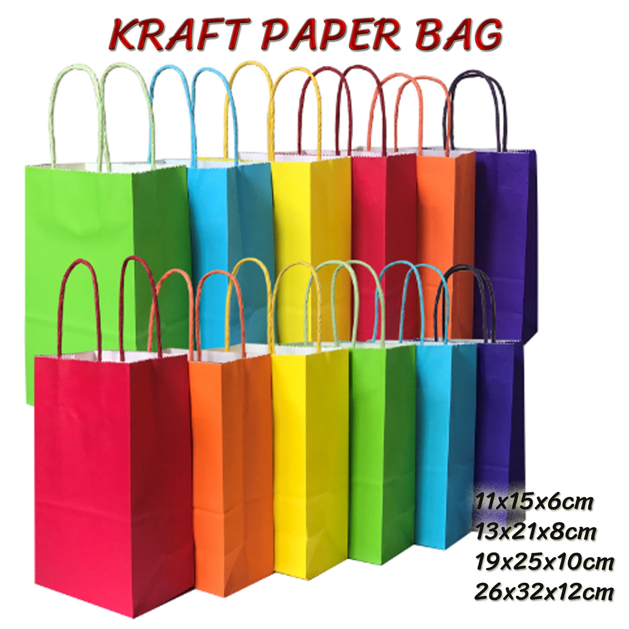 50 Bulk Kraft Paper Bags Gift Shopping Carry Craft Party Gift Bag w Handles Etsy