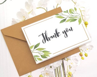 25x Thank You Cards Card Stock Paper 10x6.5CM Wedding Foldable Saying Shop Note