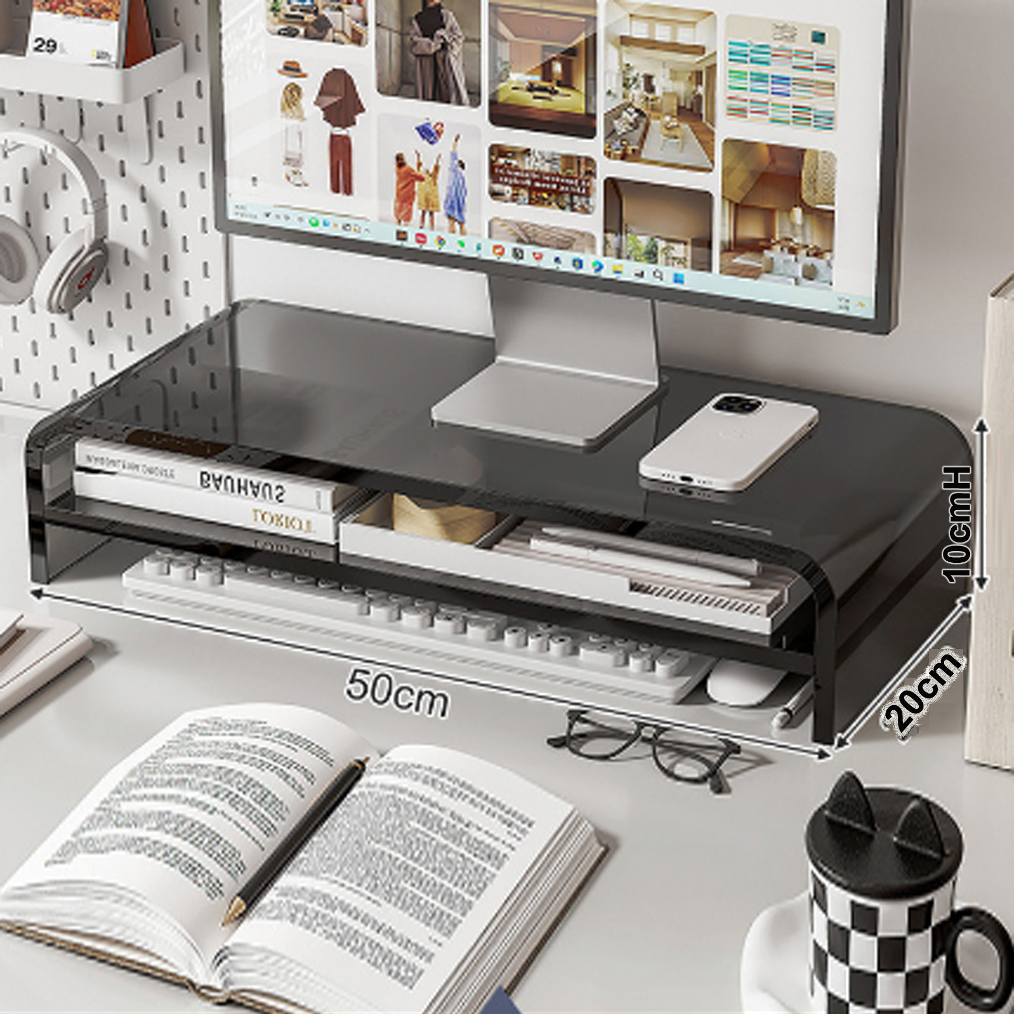 Custom Home Clear Acrylic Monitor Stand Tabletop Laptop PC Computer ...