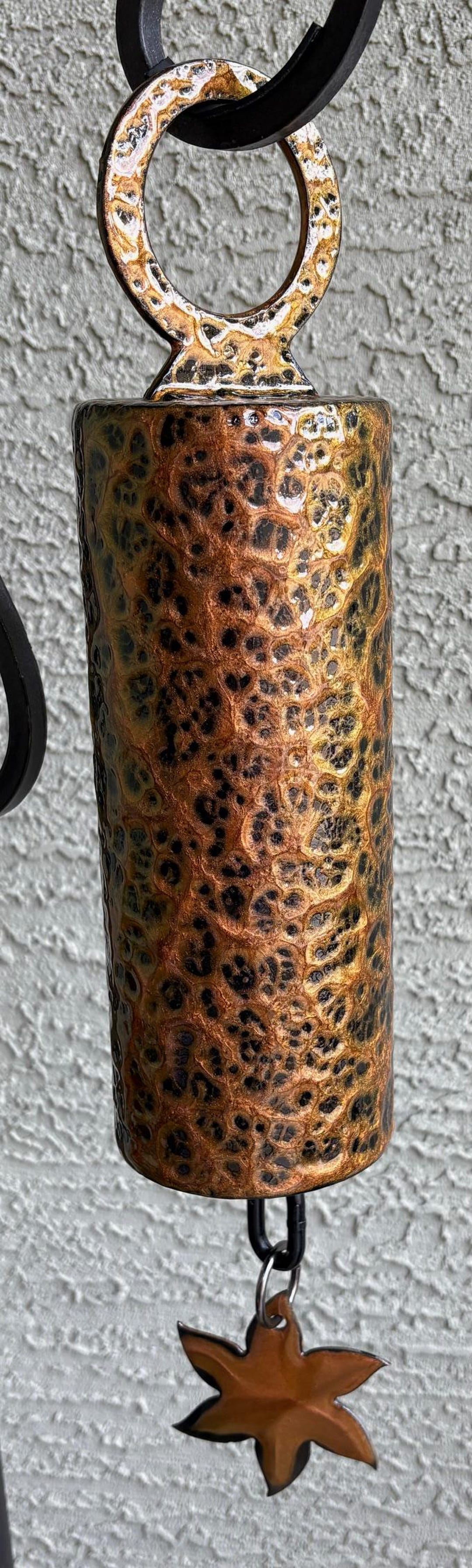 Steel Cylinder Tank Bell Hammered Copper Chameleon Rustic Gong Entryway ...