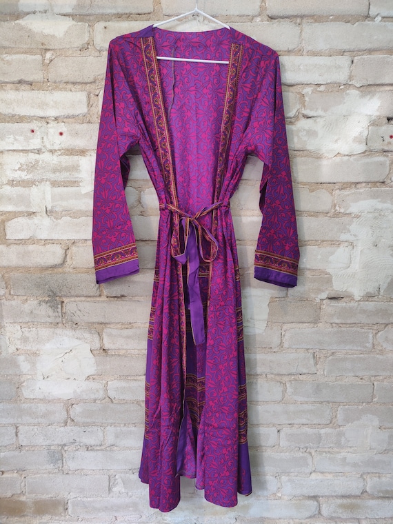 Pink Floral Kimono, Pink Kimono Robe, Dressing Rob