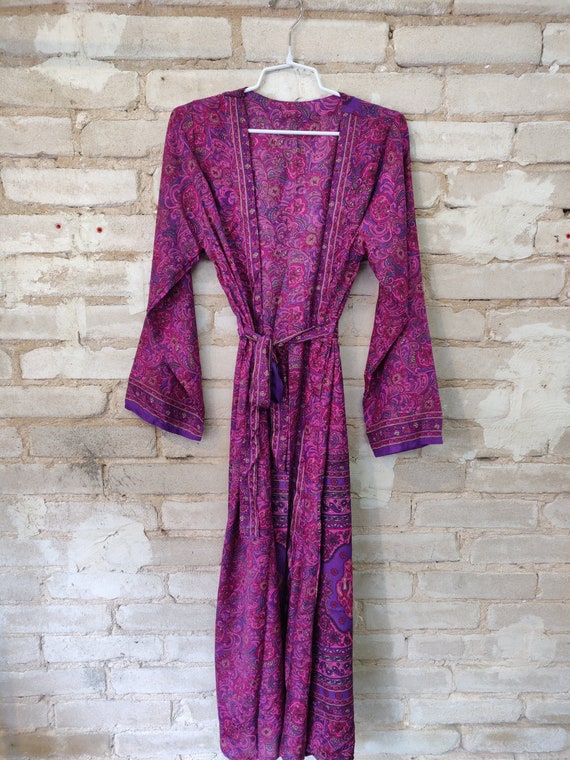 Pink Floral Kimono, Pink Kimono Robe, Dressing Rob