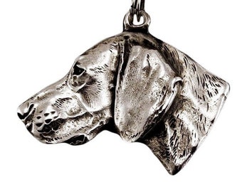 Weimaraner, Weimaraner Vorstehhund Keyring, Silver plated keychain, Key ring with a dog, Solid key pendant, Gift Box available