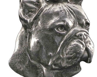 French Bulldog Keyring, Silver plated keychain, Key ring with a dog, Solid key pendant, Gift Box available