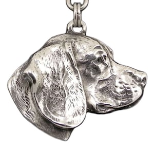 Beagle, Tricolor Beagle Schlüsselanhänger, versilberter Schlüsselanhänger, Schlüsselanhänger mit einem Hund, fester Schlüsselanhänger, Geschenkbox erhältlich