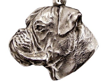 Boxer Keyring, Silver plated keychain, Key ring with a dog, Solid key pendant, Gift Box available