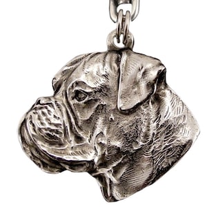 Porte-clés boxer, Porte-clés plaqué argent, Porte-clés avec un chien, Pendentif clé solide, Boîte cadeau disponible
