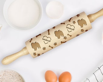 Details about / Keeshond 2 Small Embossing Rolling Pin with Dog Engraved Cookie Roller CA