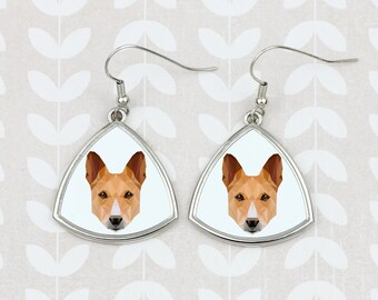 A key pendant with a Basenji dog A new collection with the geometric dog Dog keyring for dog lovers