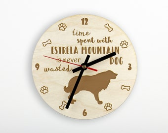 Estrela Mountain Dog A clock with a dog, wooden clock, wall clock for dog lovers, desk and shelf clock. Custom, high quality engraving