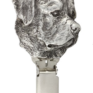 Rotweiler Dog show number holder, Exhibit number clip, Dog number ring clip, Silver plated dog brooch, Dog show accessory