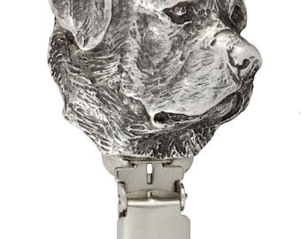 Rotweiler Dog show number holder, Exhibit number clip, Dog number ring clip, Silver plated dog brooch, Dog show accessory