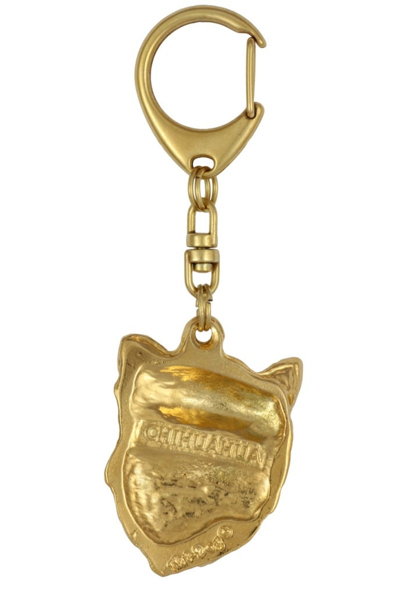 Chihuahua Keyring Gift Box available Key ring with a dog Solid key pendant Gold plated keychain