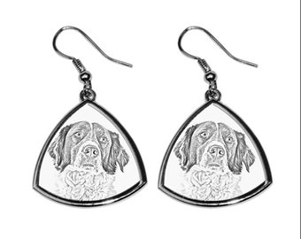 FRENCH SPANIEL Earrings with a dog, Hanging,Triangle earrings with graphics,Hypoallergenic metal,Jewelry with dogs,Dog person gift