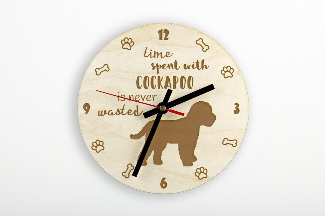 Cockapoo A Clock With a Dog, Wooden Clock, Wall Clock for Dog Lovers