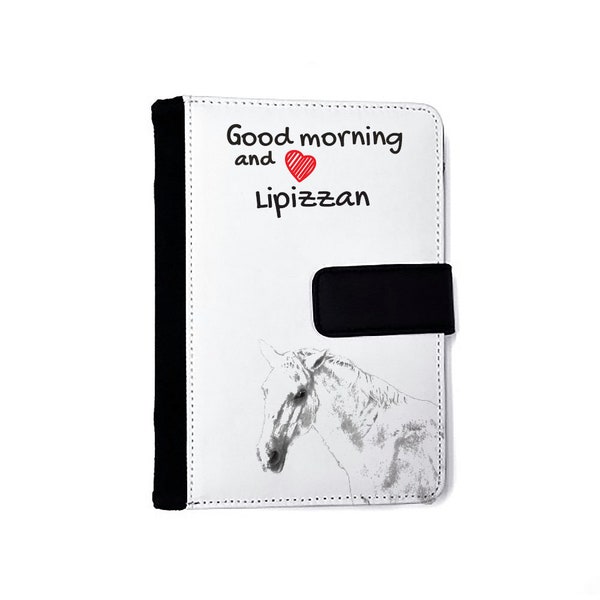 Notebook with a horse,  Lipizzan. Eco-leather cover. Address book. Recipe book. Replaceable sheets of paper.