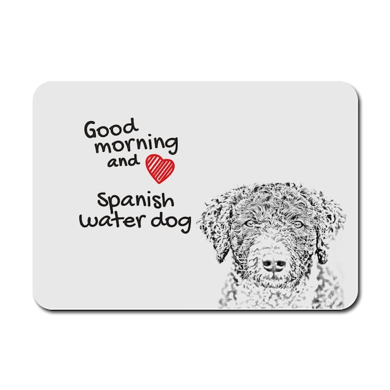 Mousemat sketch style graphic with a dog desk accessories Mousepad Romagna Water Dog A computer mouse pad coworker office gift