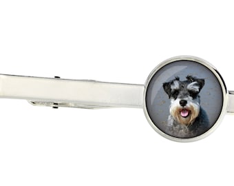 Schnauzer Tie Clip with a photo of a dog, Customizable men’s jewelry for pet lovers, Your photo, Handmade