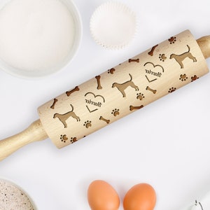 Love Harrier Rolling Pin for Cookies with Dog, Engraved Rolling-pin, Embossing Rolling Pin, Roller with Your Pattern