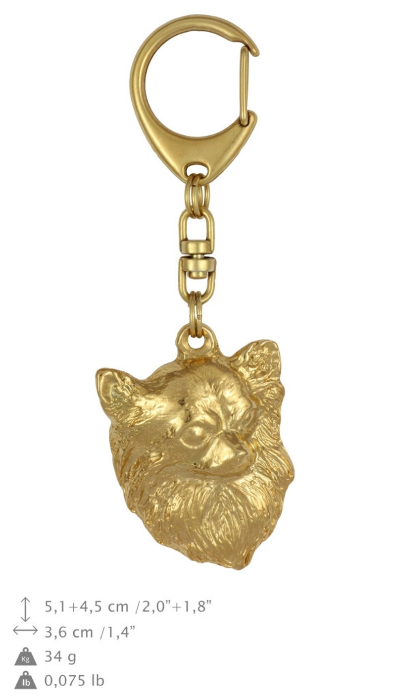 Chihuahua Keyring Gift Box available Key ring with a dog Solid key pendant Gold plated keychain