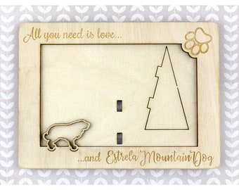 Estrela Mountain Dog Photo Frame, Engraved frame, Custom picture frame, Personalized frame, Pet adoption frame, Gift for dog lover, Plywood