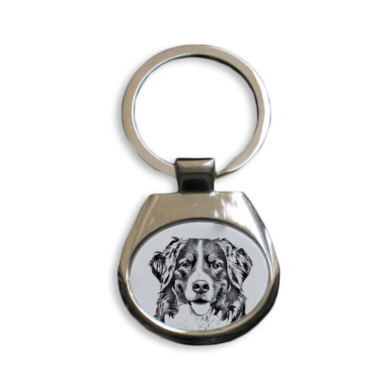Bernese Mountain Dog silver covered keyring high quality keychain Art Dog 2nd 