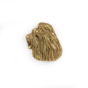 Hoofdspeld briard, vergulde broche, elegant accessoire hondenliefhebber, speld met hond, geschenkdoos, cadeau voor hond