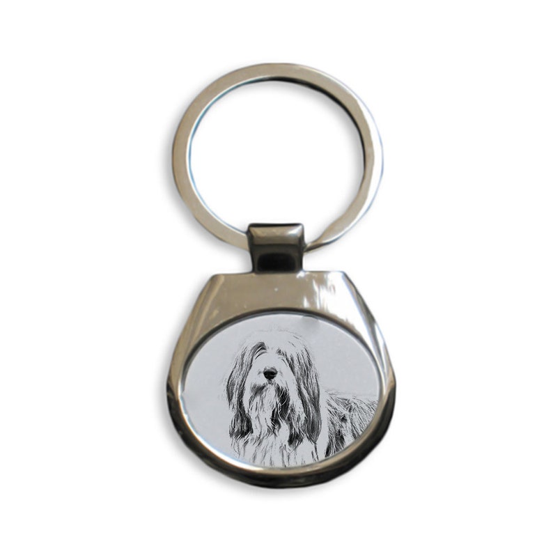 Metal Key Holder Graphics Solid Key Pendant Keychain with a dog Bearded Collie Keyring Key ring