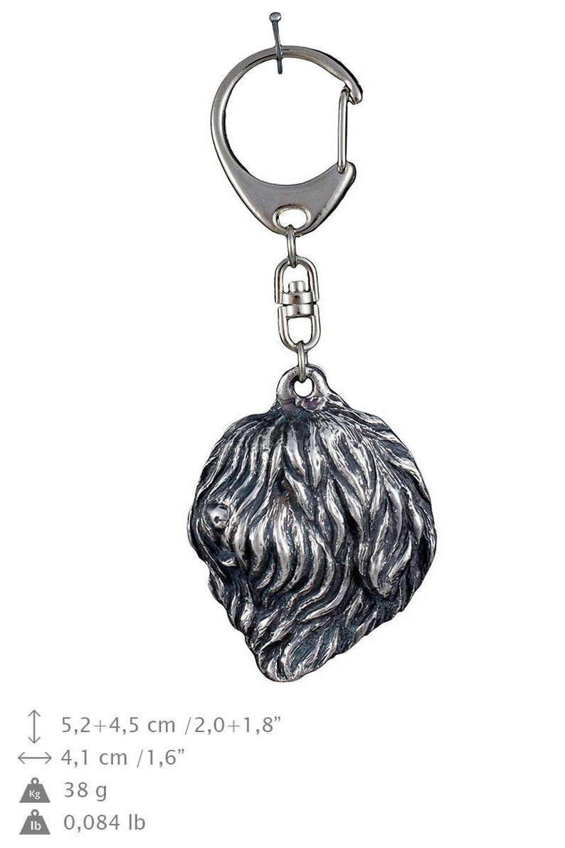 Polish Lowland Sheepdog Keyring Gift Box available Key ring with a dog Silver plated keychain Solid key pendant