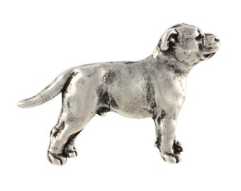 Staffy, Staffordshire Bull Terrier body Pin, Silver Plated Brooch, Elegant Dog Lover Accessory, Pin with dog, Gift box, Gift for Dog Person
