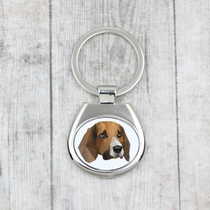 Geometric Beagle Keyring, Keychain with a dog, Key ring, Metal Key Holder, Solid Key Pendant, Modern Graphics
