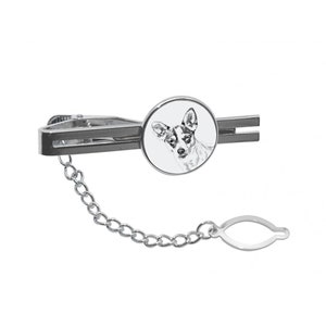 RAT TERRIER Tie clip with a dog, Tieclip with graphics, Men Jewelry with dogs, Tie clasp with chain, Sketch style dog, Gift for Men