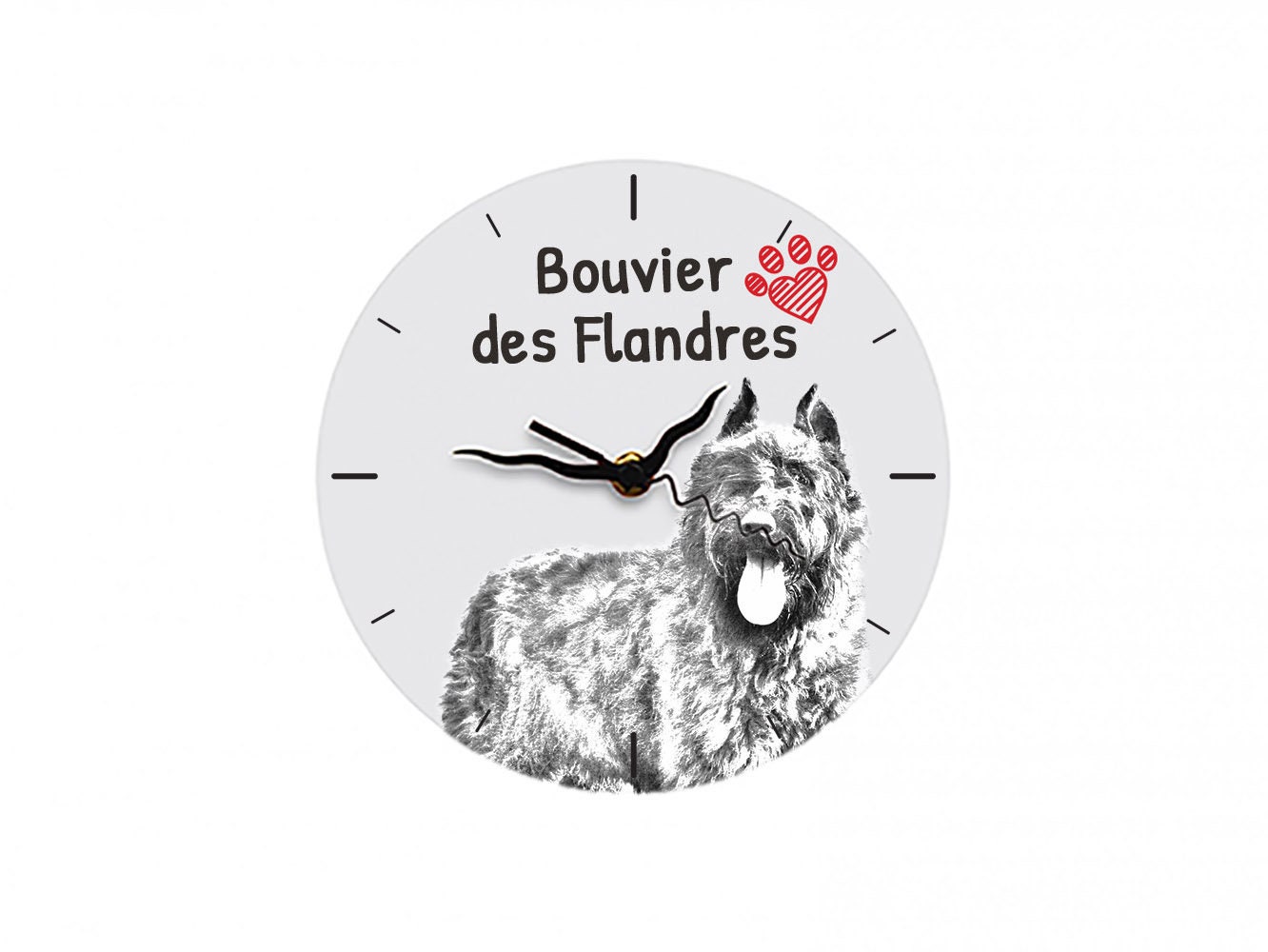 A clock with a dog, Bouvier des Flandres, MDF clock, a wall and table clock for dog lovers. Sketch style. High quality print