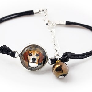 Beagle Bracelet with a photo of a dog, Customizable jewelry for pet lovers, Your photo, Handmade