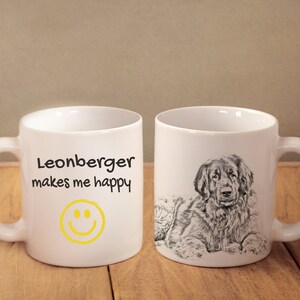 Leonberger makes me happy, a ceramic mug for dog lovers. White cup with a print. High quality. Durable print