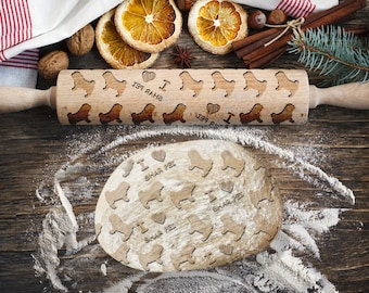 Shar Pei Rolling Pin for Cookies with Dog's Body, Engraved Rolling-pin, Embossing Rolling Pin, Roller with Your Pattern