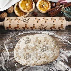 Airedale Terrier Rolling  Pin for Cookies with Dog&#39;s Body, Engraved Rolling-pin, Embossing Rolling Pin, Roller with Your Pattern