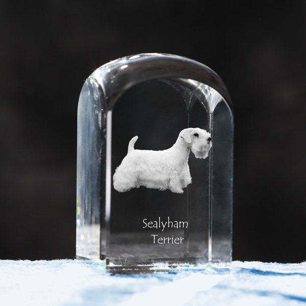 Sealyham Terrier Engraved Crystal, Crystal with dog, Standing Decoration with Dog, Custom Paperweight, Photo of your pet, Personalized