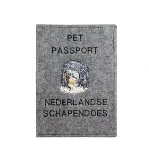 Neanderlandse Schapendoes Passport Holder, Dog passport wallet, Embroidered felt document cover, Traveler’s gift, dog owner accessory