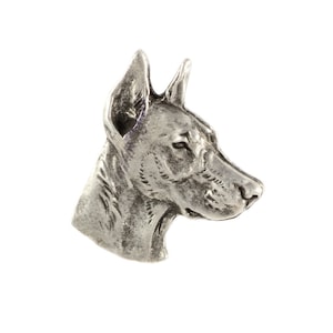 Doberman head Pin, Silver Plated Brooch, Elegant Dog Lover Accessory, Pin with dog, Gift box, Gift for Dog Person