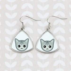Earrings with a geometric cat, Burmilla, Hanging earrings with graphics, Hypoallergenic metal, Jewelry with cats, Cat person gift