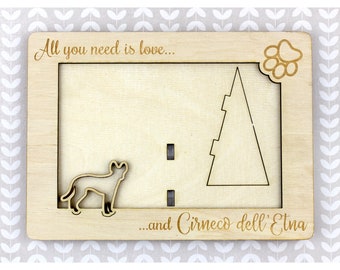 Cirneco dell'Etna Photo Frame, Engraved frame, Custom picture frame, Personalized frame, Pet adoption frame, Gift for dog lover, Plywood