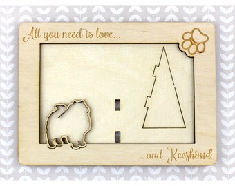 Keeshond Photo Frame, Engraved frame, Custom picture frame, Personalized frame, Pet adoption frame, Gift for dog lover, Plywood frame