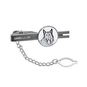Belgian Shepherd Tie clip with a dog, Tieclip with graphics, Men Jewelry with dogs,Tie clasp with chain,Sketch style dog,Gift for Men