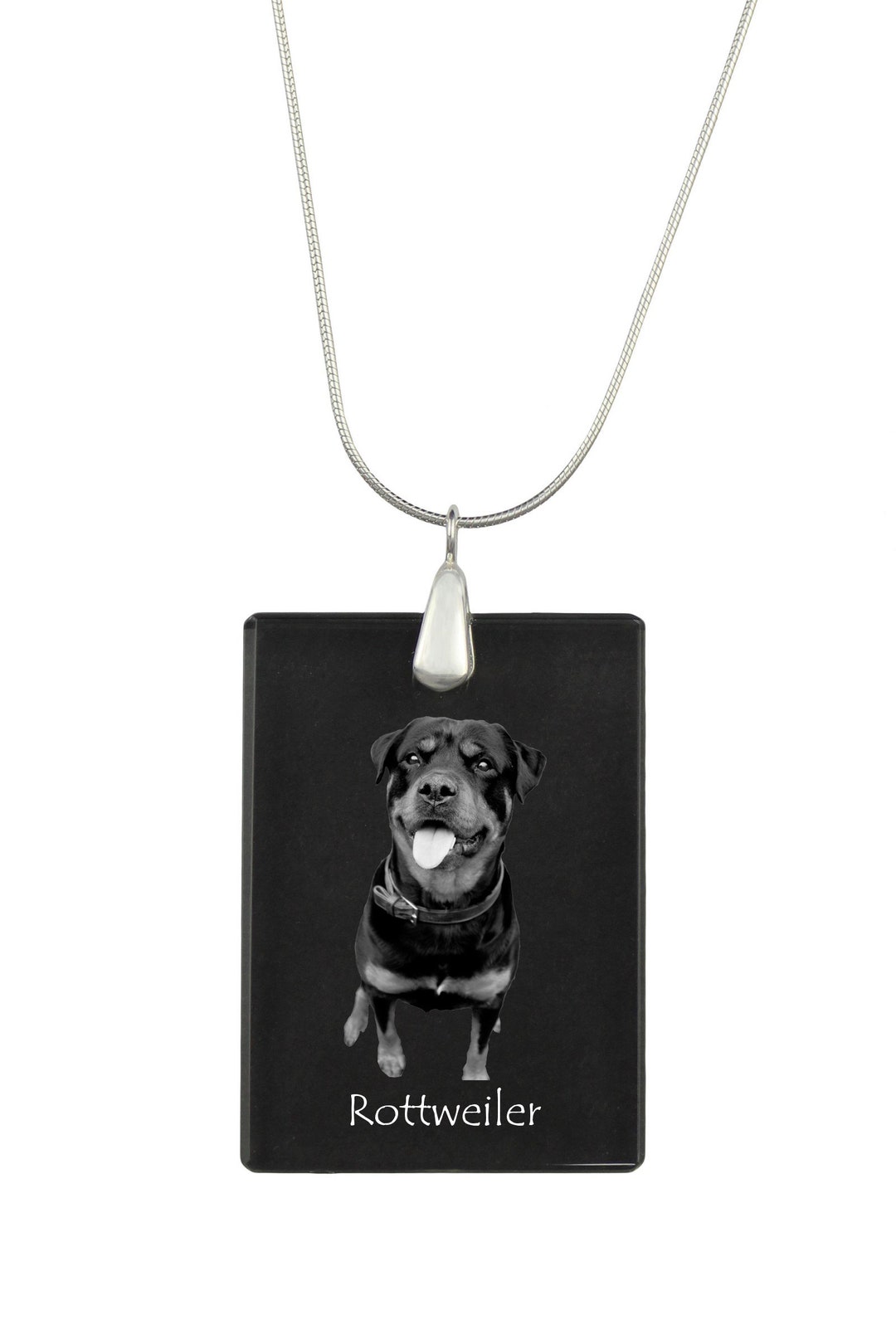 Rottweiler Crystal Pendant With a Dog, Engraved Crystal Pendant, Custom ...