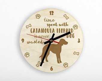 Catahoula Leopard Dog A clock with a dog, wooden clock, wall clock for dog lovers, desk and shelf clock. Custom, high quality engraving