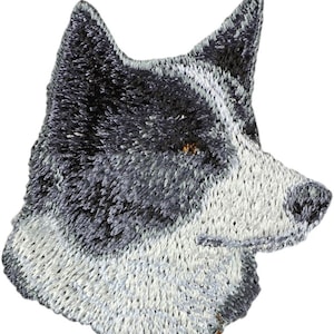 Karelian Bear Dog Patch, Embroidered Tab, Patch with a dog, Sew on patch, Dog embroidery, dog owner accessory,  dog lover applique