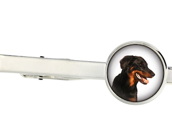 Beauceron Tie Clip with a photo of a dog, Customizable men’s jewelry for pet lovers, Your photo, Handmade