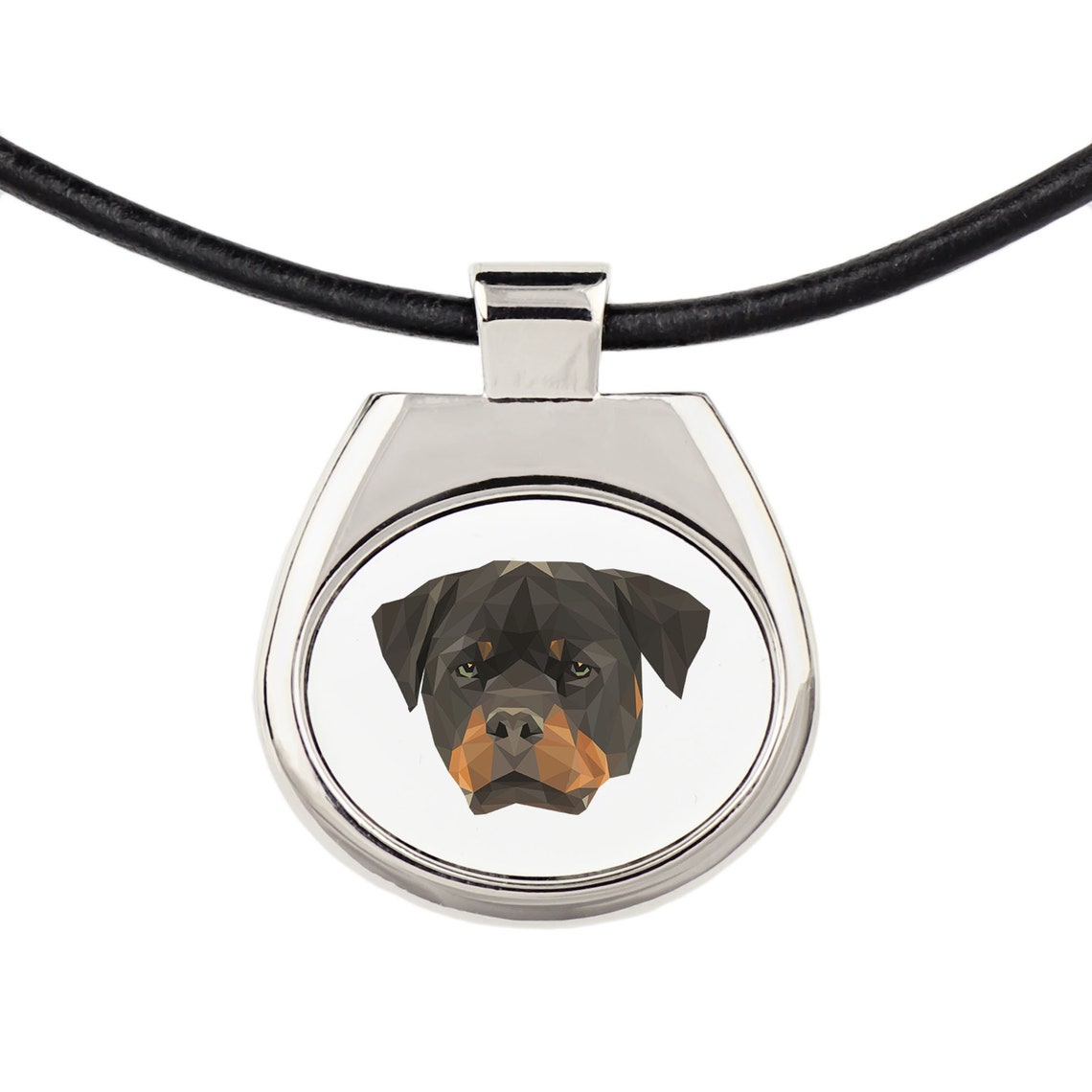 Necklace with a geometric dog Rottweiler Pendant with | Etsy